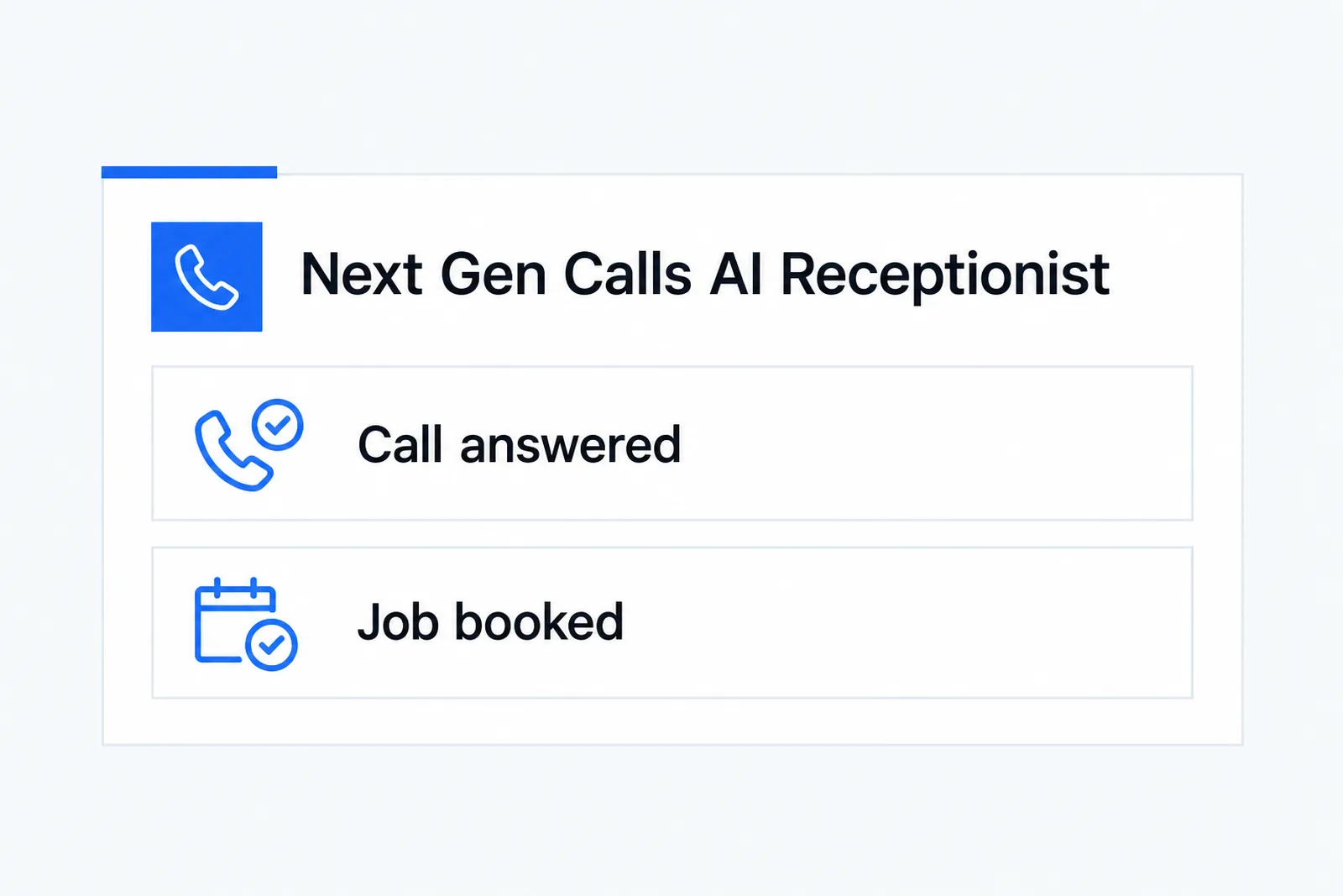 Your business call answered by Next Gen Calls AI Receptionist with a job booked